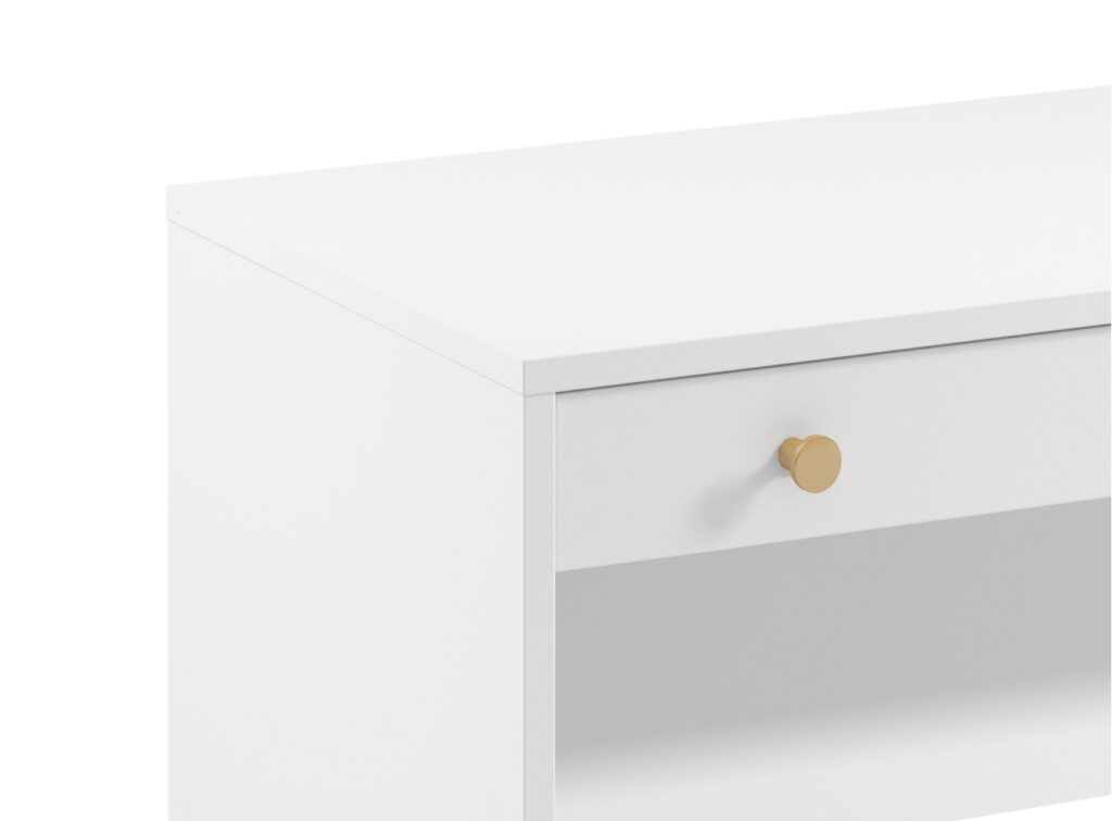 Narrow Dressing Table Small White Make Up Vanity Desk Slim Drawer Storage 90cm Compact Unit Gold Handles - Rel