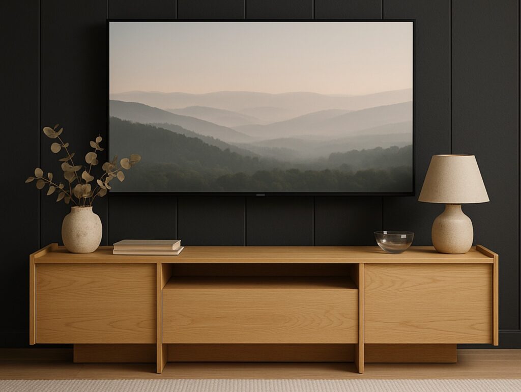 Extra Large TV Unit Storage Cabinet 200cm Modern Large Living Room Unit Washed Light Oak Handleless - Japandi