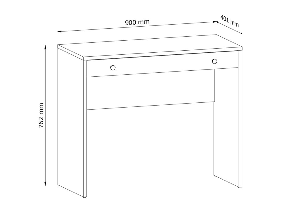 Narrow Dressing Table Small White Make Up Vanity Desk Slim Drawer Storage 90cm Compact Unit Gold Handles - Rel