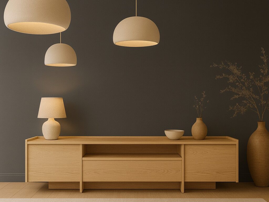 Long Sideboard Storage Cabinet 200cm Modern Large Lowboard Unit Washed Light Oak Handleless - Japandi