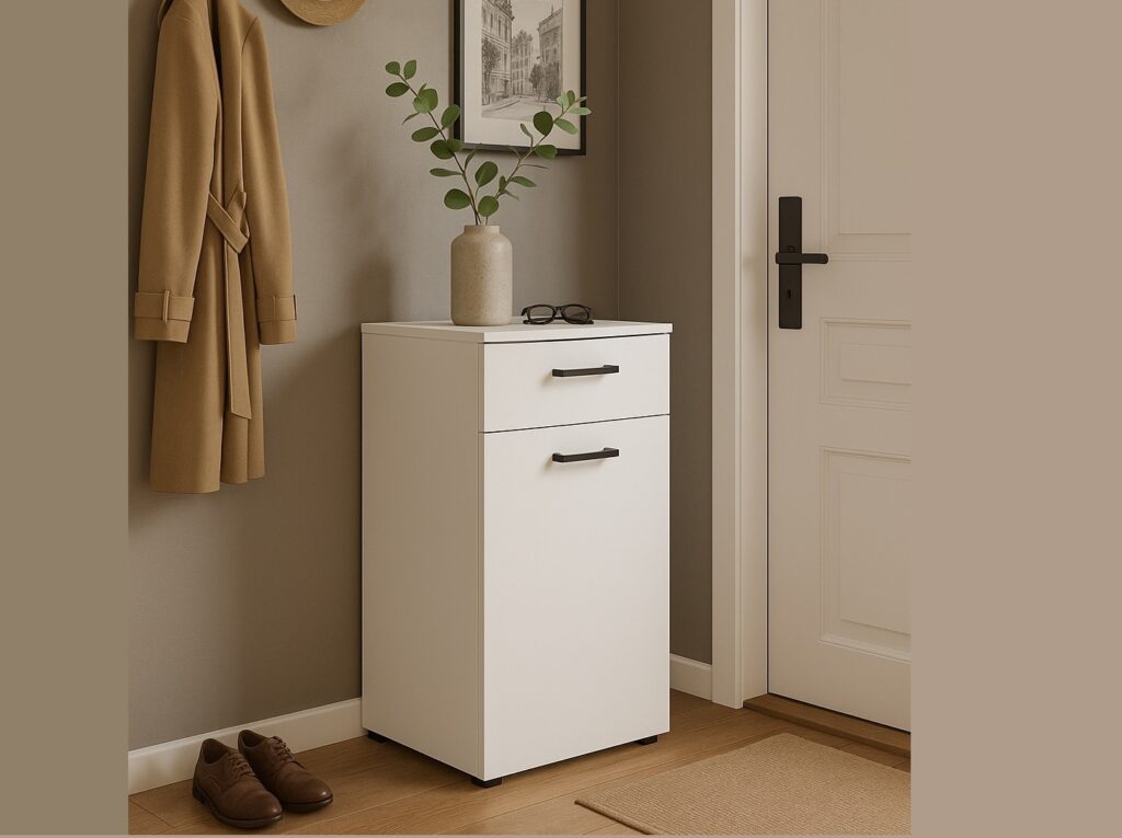 Narrow Cabinet Small Drawer Slim Storage Unit White Space Saving Cupboard - Multi