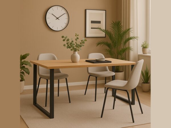 industrial dining table small narrow oak black loft kitchen table