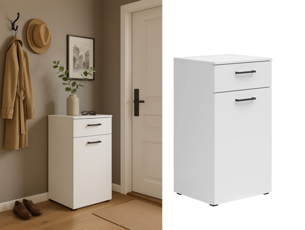 Narrow Cabinet Small Drawer Slim Storage Unit White Space Saving Cupboard - Multi