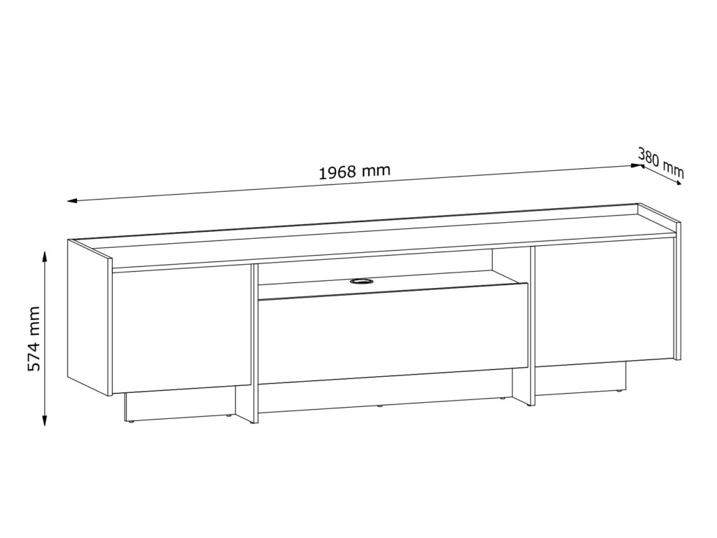 Extra Large TV Unit Storage Cabinet 200cm Modern Large Living Room Unit Washed Light Oak Handleless - Japandi