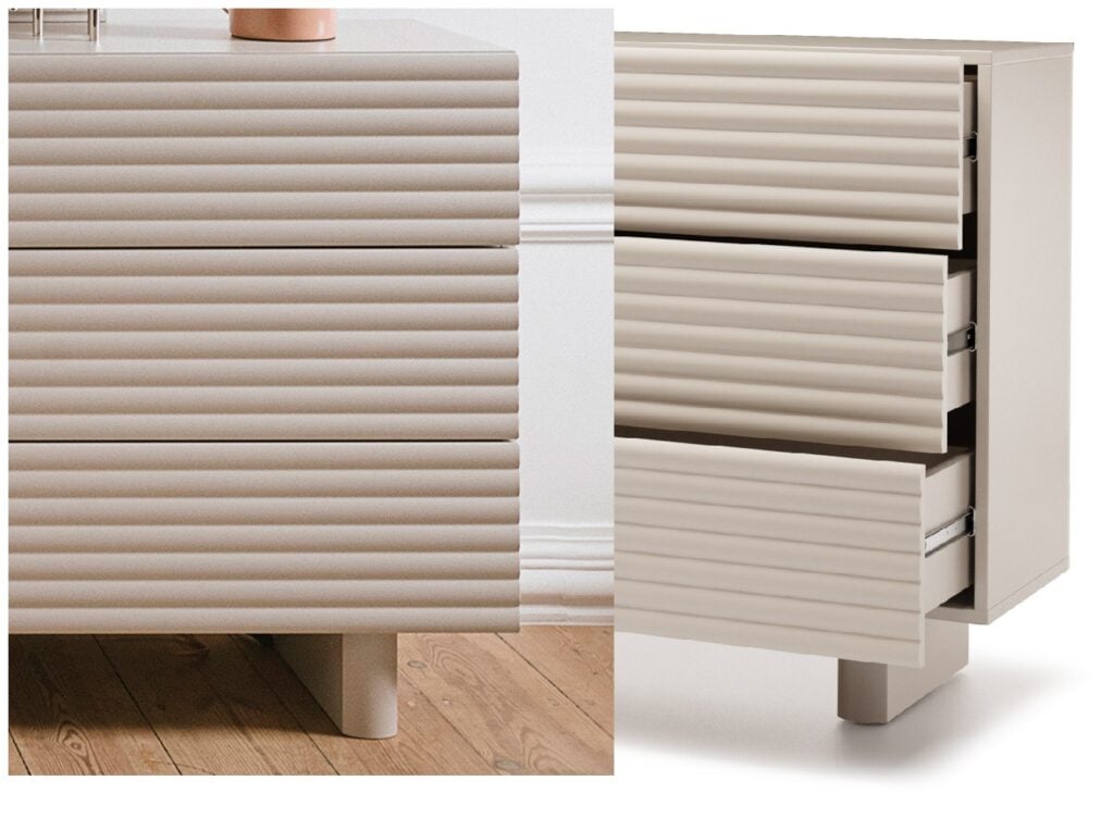 Large Chest of Drawers 6 Drawer Fluted Ribbed Cashmere Beige Bedroom Living Room Storage Sideboard - Toyo