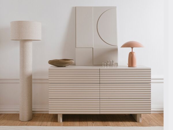 Large Sideboard Beige 6 Drawer Chest of Drawers Modern Cashmere Wide Storage Cabinet Toyo