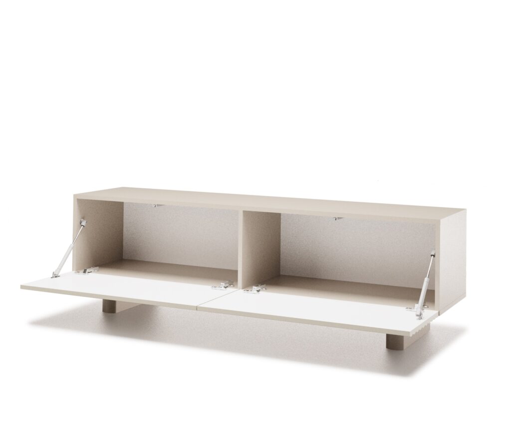 150cm TV Unit Cashmere Beige Fluted TV Cabinet Ribbed Wide Stand with Storage for up to 65 inch TV  - Toyo