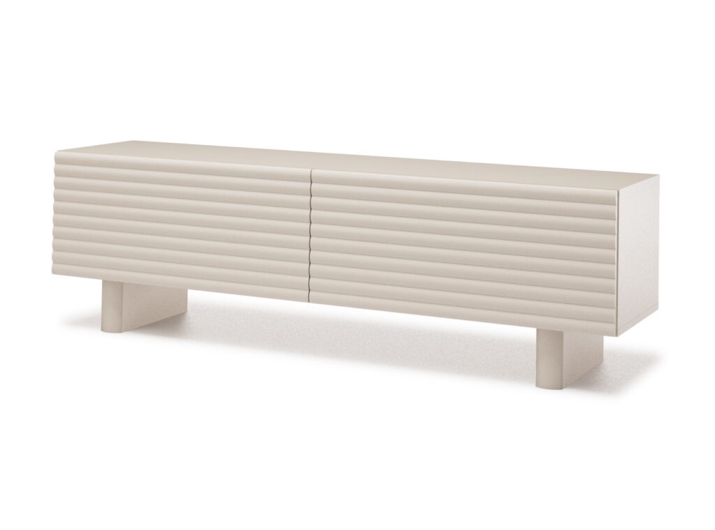 150cm TV Unit Cashmere Beige Fluted TV Cabinet Ribbed Wide Stand with Storage for up to 65 inch TV  - Toyo