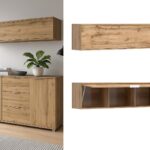 wall mounted cabinet living room lounge oak storage zele