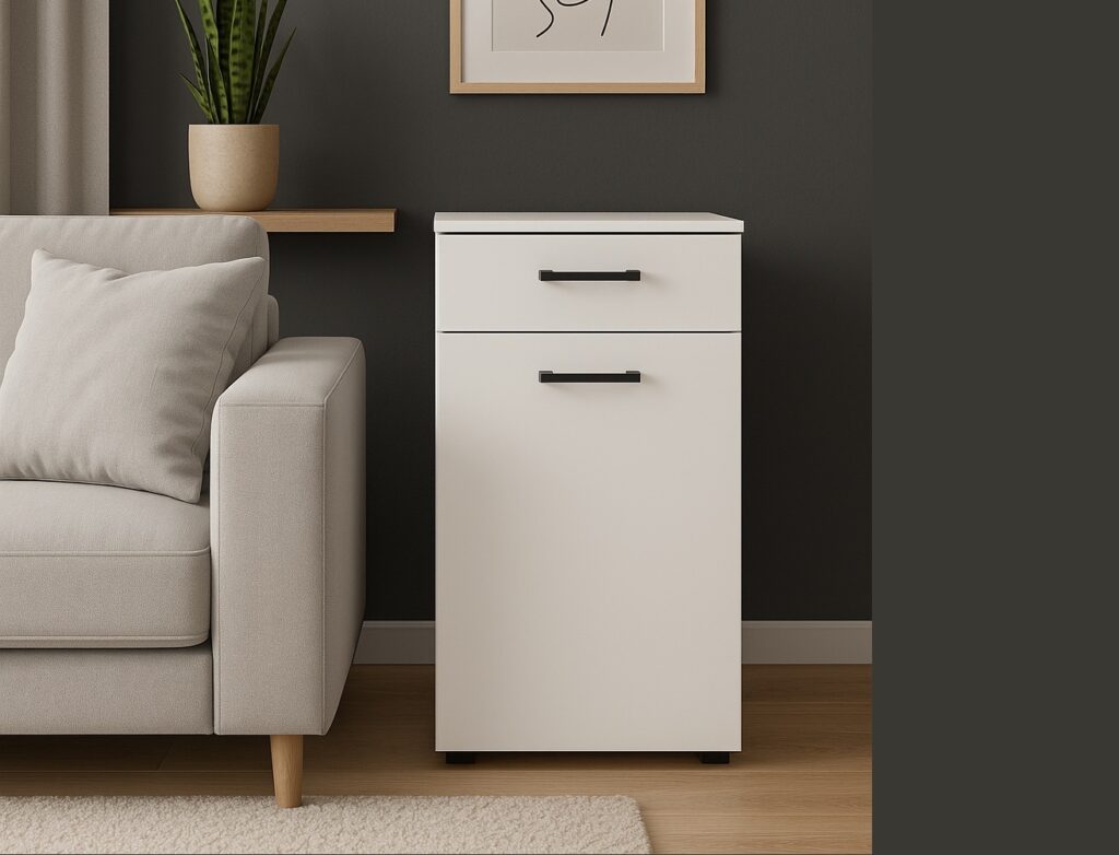 Narrow Cabinet Small Drawer Slim Storage Unit White Space Saving Cupboard - Multi