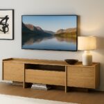 extra wide tv unit with storage 200cm cabinet washed oak