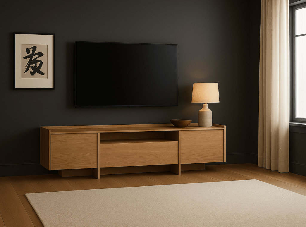 Extra Large TV Unit Storage Cabinet 200cm Modern Large Living Room Unit Washed Light Oak Handleless - Japandi