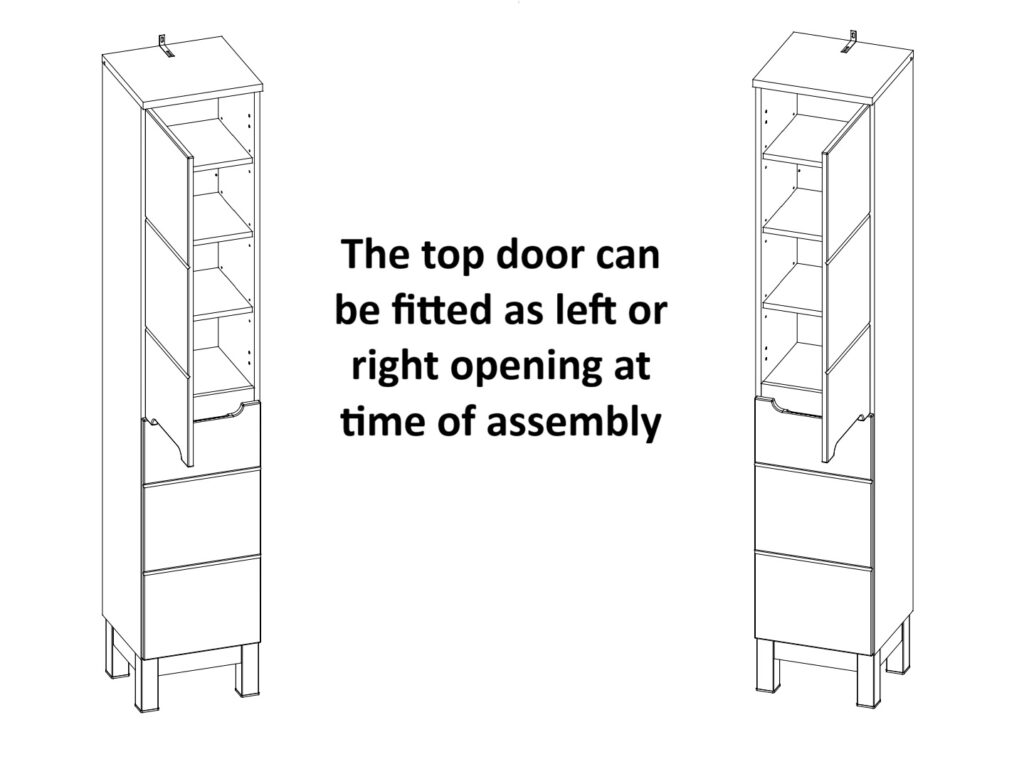 Laundry Unit Tall Slim Bathroom Storage Cabinet Two Door Freestanding Unit White Gloss and Oak - Bali