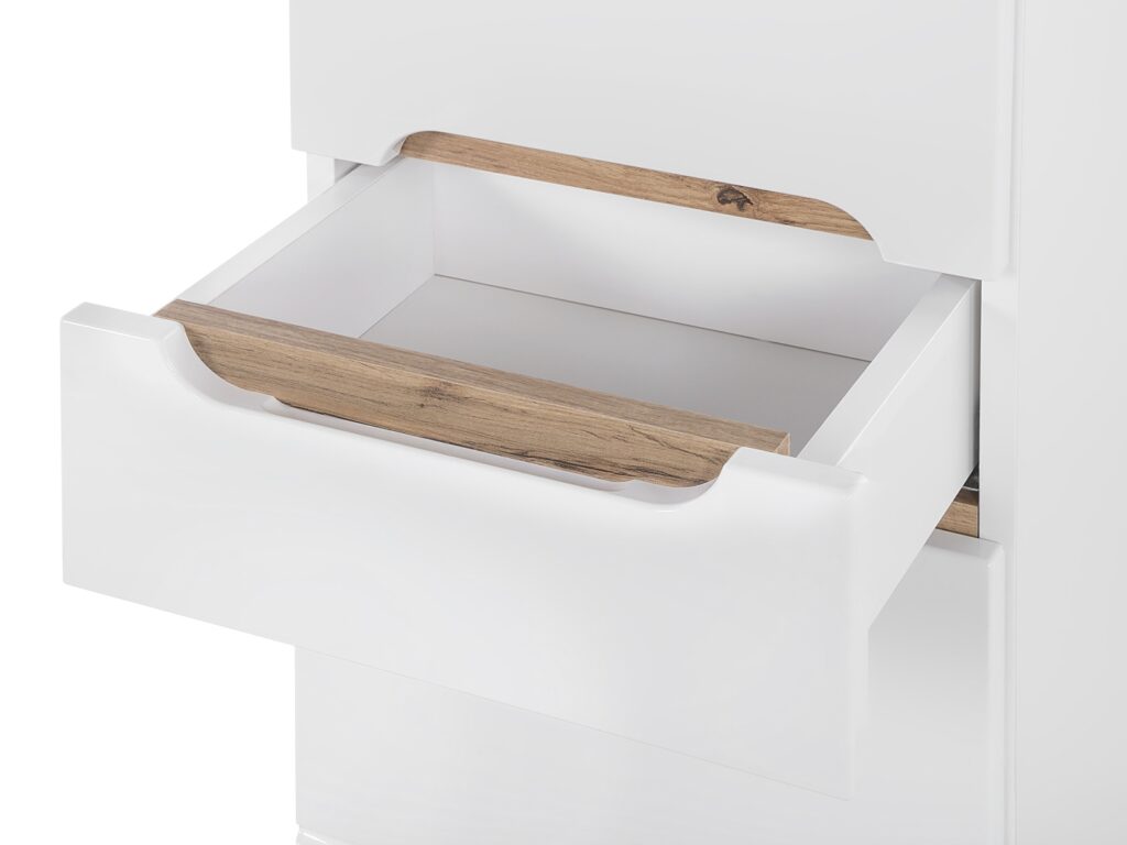 Bathroom Storage 600mm Vanity Sink Basin Laundry Cabinet Slim Tall Storage Unit White Gloss Oak Effect - Bali