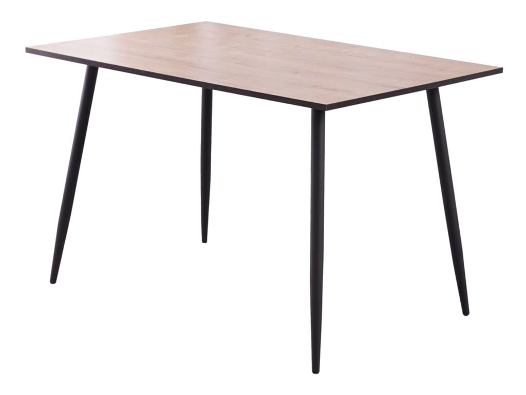 Small Kitchen Table 4 Seater Narrow Dining Table Natural Wood Effect Top Black Legs Scandi Modern – Tom