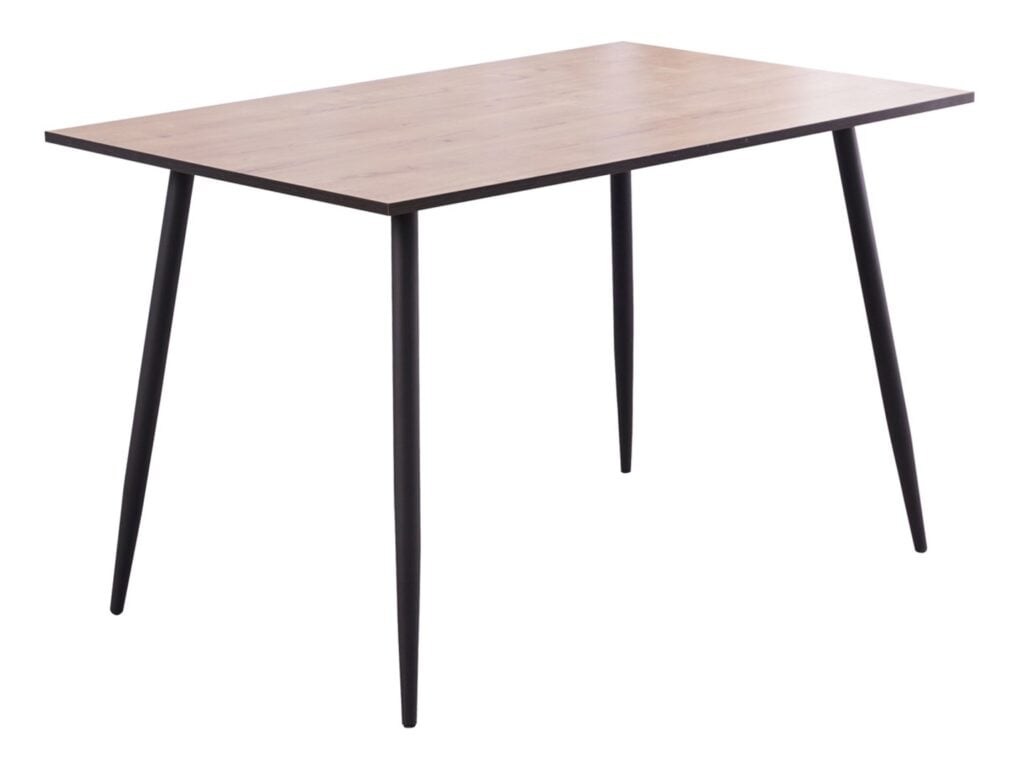 Small Kitchen Table 4 Seater Narrow Dining Table Natural Wood Effect Top Black Legs Scandi Modern – Tom