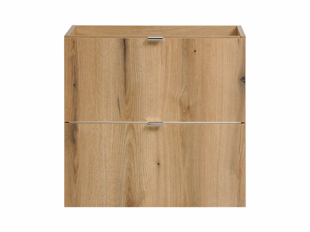 Bathroom Vanity Unit with Sink and Drawers 600mm Wall Cabinet Floating Narrow Slim Storage Oak Effect - Nova