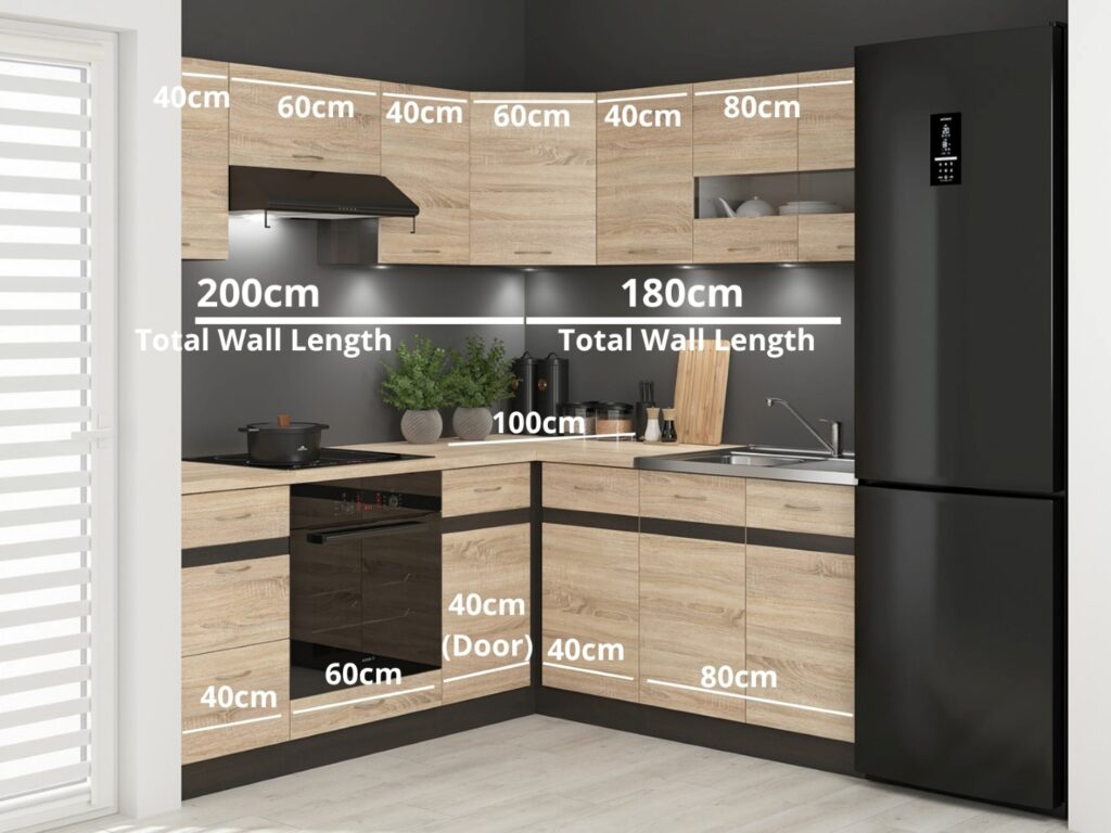 Kitchen Right Corner Set 11 Cabinet Unit Oak Wenge Effect Freestanding Cupboard Complete DIY Fitted Kitchen  Junona