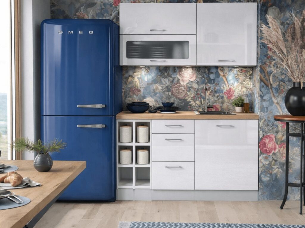 Modern Kitchen Cabinet Cupboard Set 12 Units Tall Oven White High Gloss 300cm - Ella