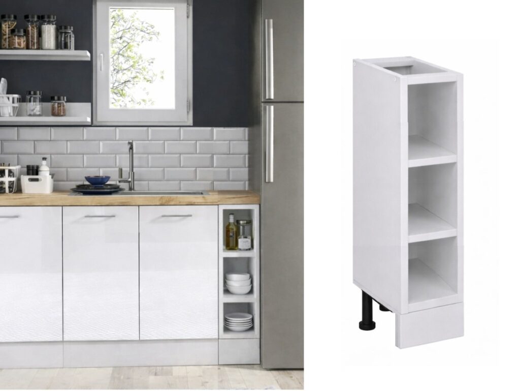 150mm Kitchen Base Unit Slim Cabinet Open Shelf Narrow Infill Cupboard Bottle Rack Storage - Ella Star Nora