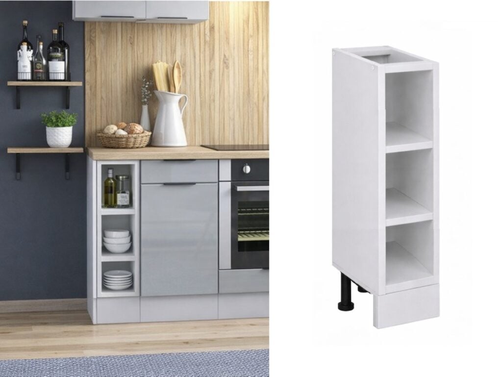 150mm Kitchen Base Unit Slim Cabinet Open Shelf Narrow Infill Cupboard Bottle Rack Storage - Ella Star Nora