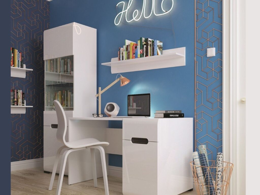 Wall Shelf Floating White High Gloss Short Display Panel Bookshelf Modern Storage 105cm - Azteca Trio