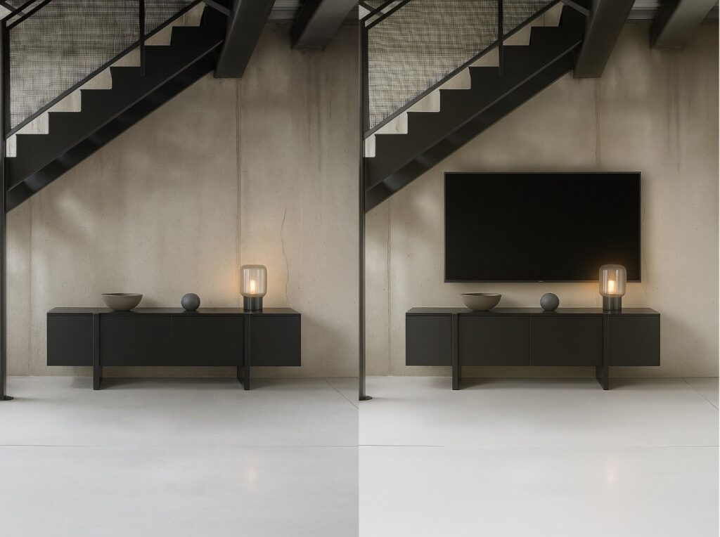 Large Black TV Unit 160cm Cabinet Modern Entertainment Stand with Doors for up to 65 inch TV - Kiznie