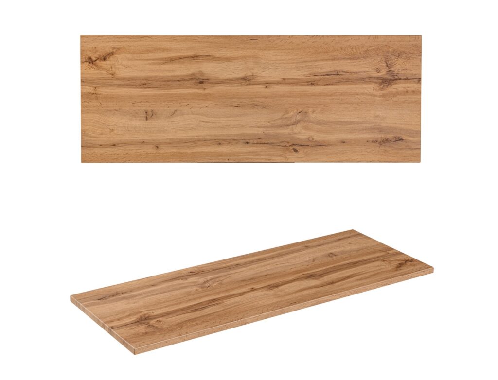 Double Vanity Unit with Basin 1200mm Oak Countertop Black Bathroom Cabinet Fluted Wall Hung Floating Drawers - Adel