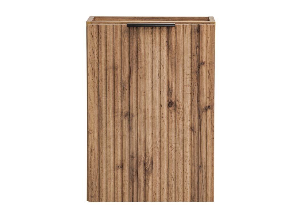 Cloakroom Vanity Unit with Small Sink Wash Basin Slimline Fluted Ribbed Oak  400mm Wall Hung Cabinet - Adel