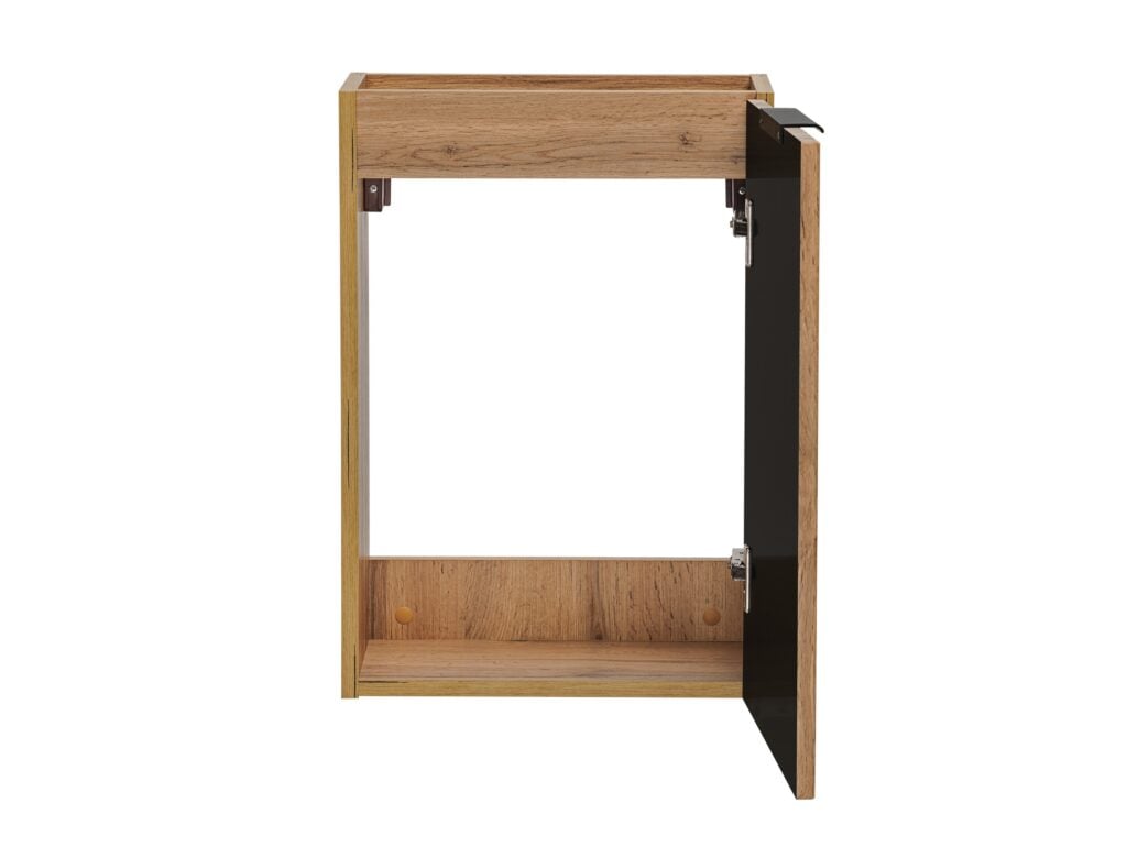 Cloakroom Vanity Unit with Small Sink Wash Basin Slimline Fluted Ribbed Oak  400mm Wall Hung Cabinet - Adel