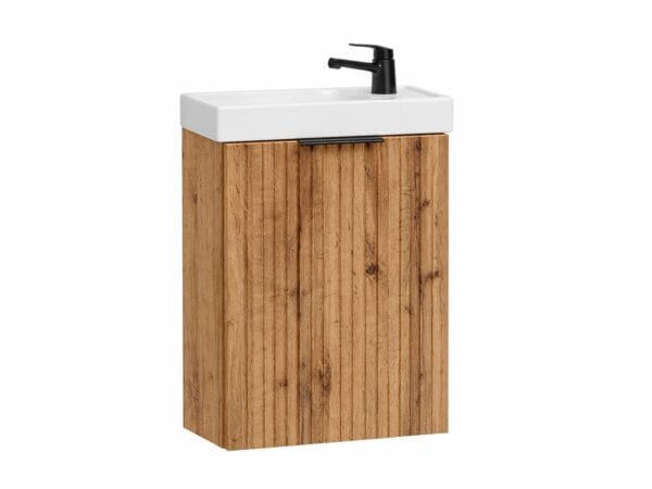 cloakroom vanity unit with basin small slimline 400mm bathroom cabinet oak ribbed fluted