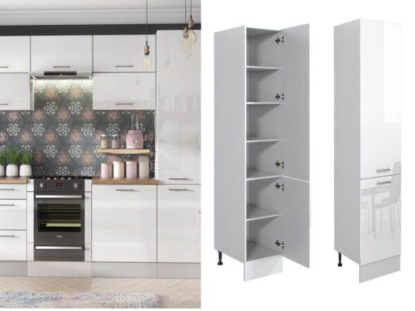 400mm larder unit pantry cabinet white high gloss ella YFW