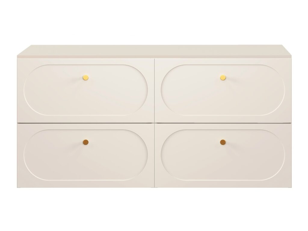 Double Vanity Unit with Basins Beige Wall Hung Bathroom Sink Cabinet 120cm Countertop Drawer - Donna