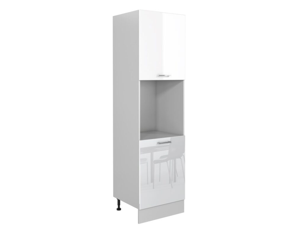 Tall Oven Housing Unit Kitchen Cabinet 600mm Carcass for Single Eye Level Oven White Gloss - Ella