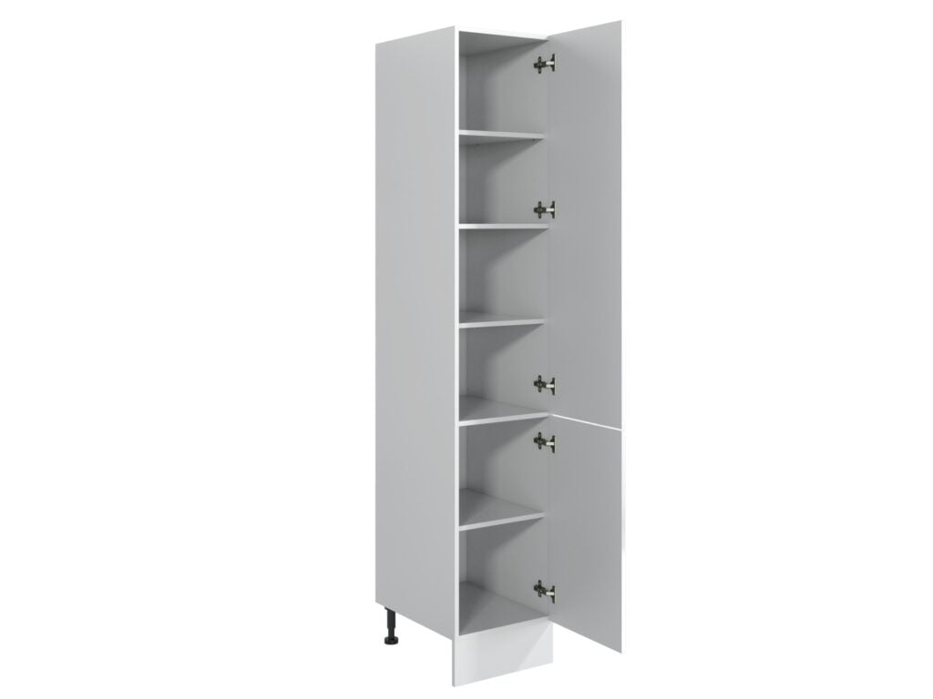 Kitchen Larder Cupboard Slim Narrow Free Standing 400mm Storage Pantry Unit Light White Gloss Cabinet - Ella
