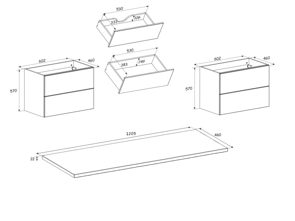 Double Vanity Unit Beige Bathroom Sink Cabinet 4 Drawer 120cm Art Deco Gatsby - Donna