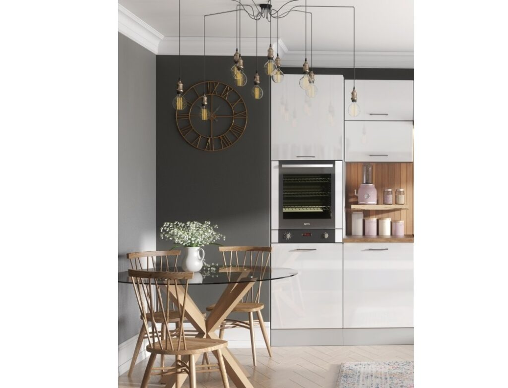 Tall Oven Housing Unit Kitchen Cabinet 600mm Carcass for Single Eye Level Oven White Gloss - Ella