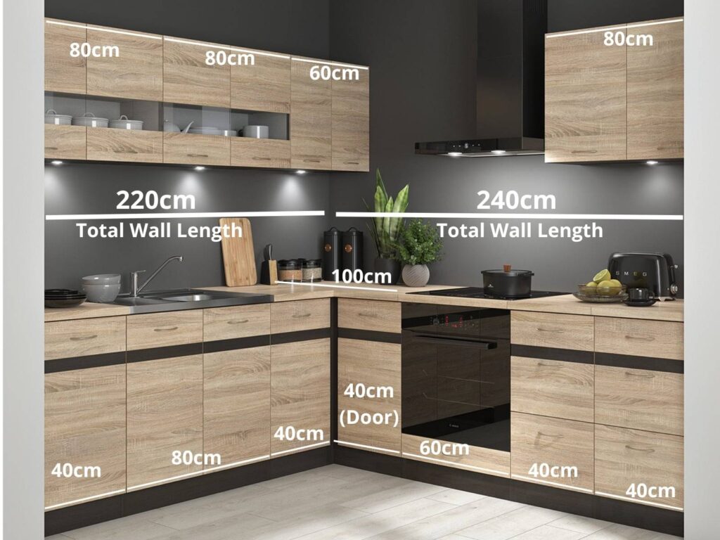 Fitted Kitchen Left Corner Set Wood Effect Cabinets Oak Wenge Effect Freestanding 11 Cupboard Complete DIY Junona