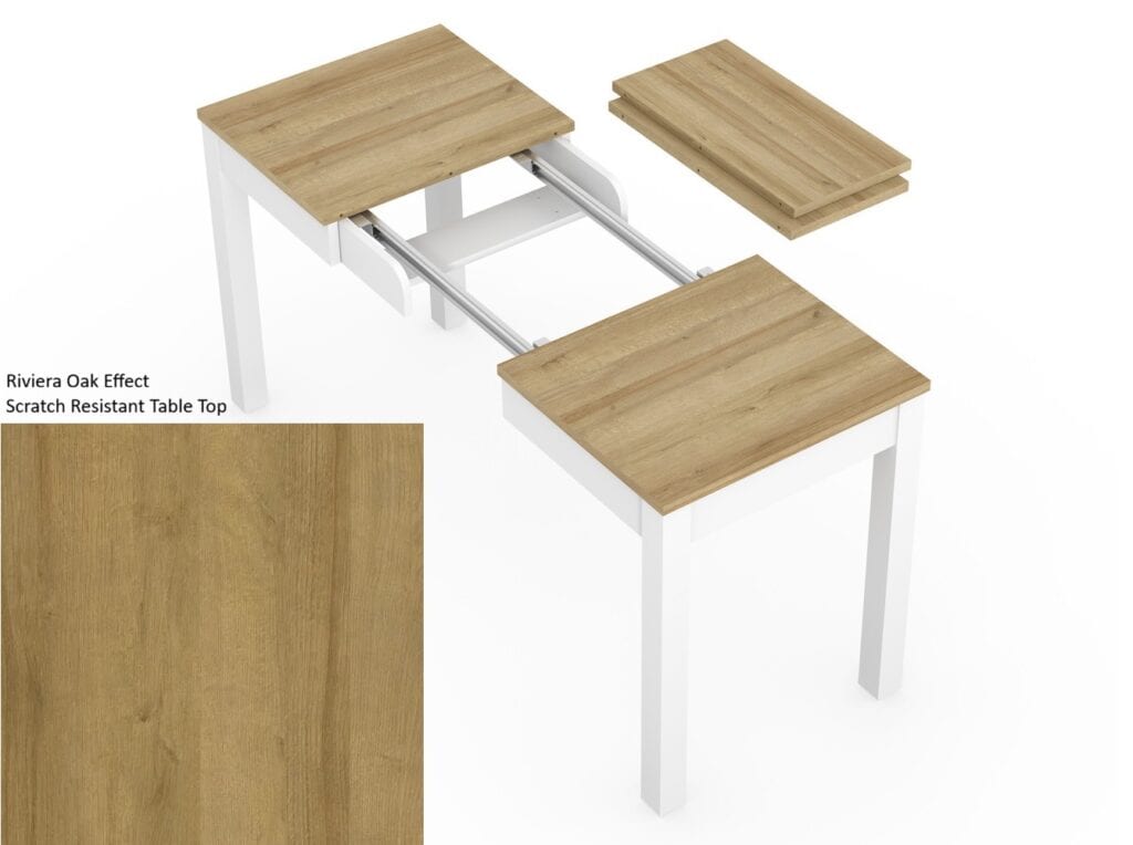 Slim Dining Table Narrow Extendable Oak and White Small Kitchen 2 4 6 8 Seater - Orion