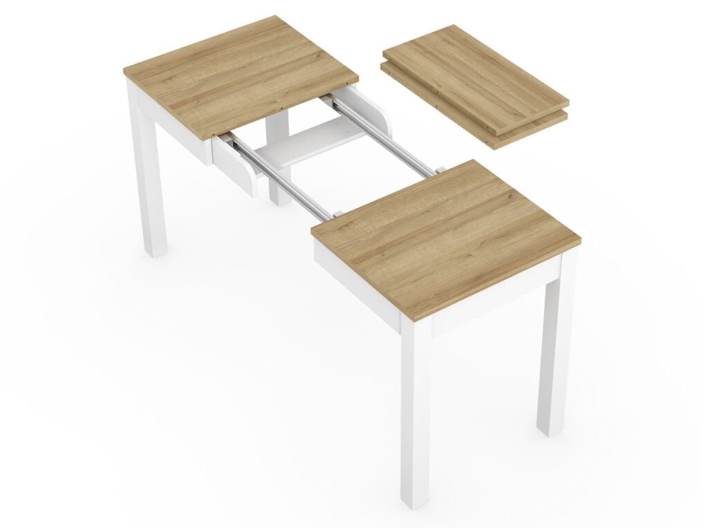 Slim Dining Table Narrow Extendable Oak and White Small Kitchen 2 4 6 8 Seater – Orion