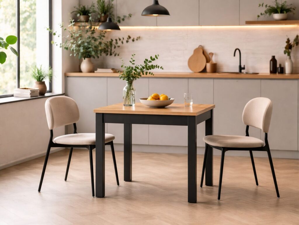 Narrow Dining Table Extendable Slim Black and Oak Small Kitchen 2 4 6 8 Seater – Orion