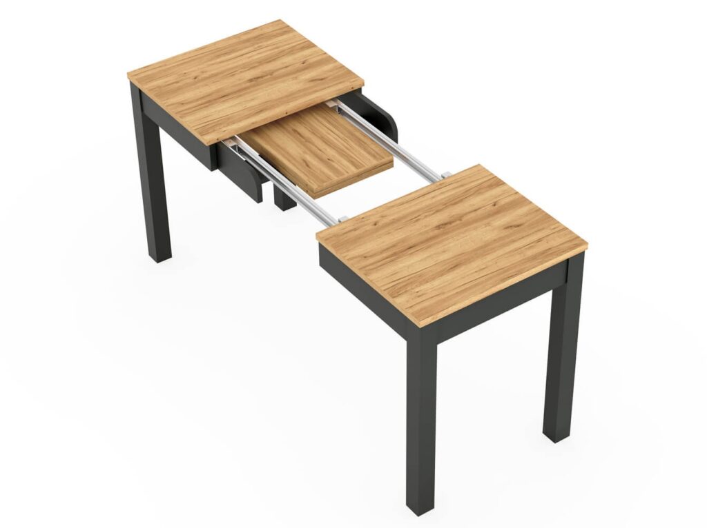 Narrow Dining Table Extendable Slim Black and Oak Small Kitchen 2 4 6 8 Seater – Orion