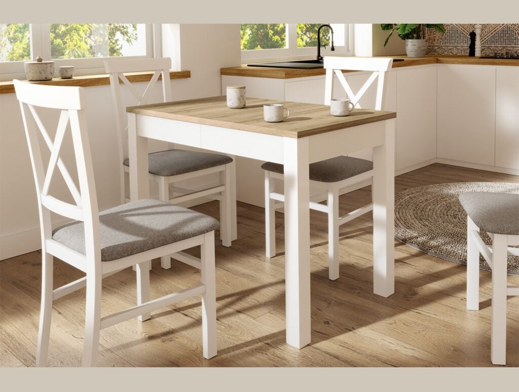 Slim Dining Table Narrow Extendable Oak and White Small Kitchen 2 4 6 8 Seater – Orion