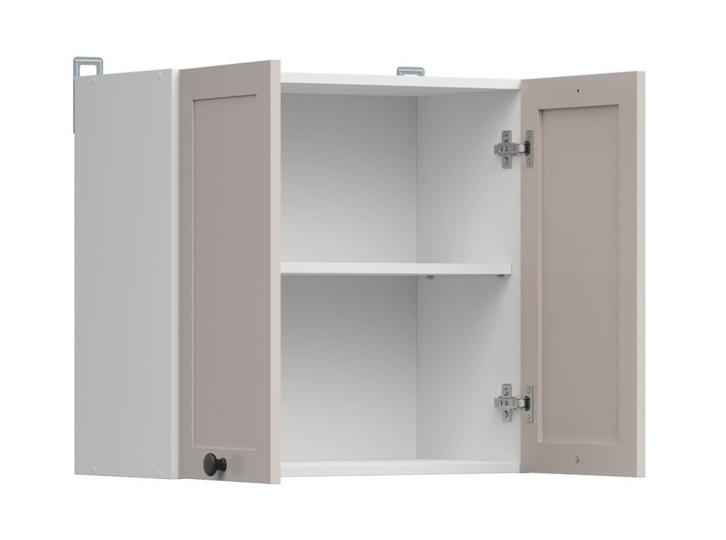 Kitchen Wall Cabinet 600mm Unit Beige Cashmere Modern 2 Door Shaker Cupboard - Junona