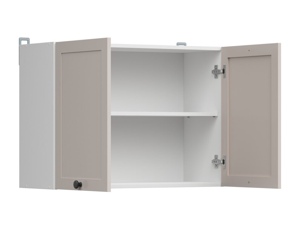 Kitchen Wall Cabinet 800mm Unit Beige Cashmere Modern 2 Door Shaker Cupboard - Junona