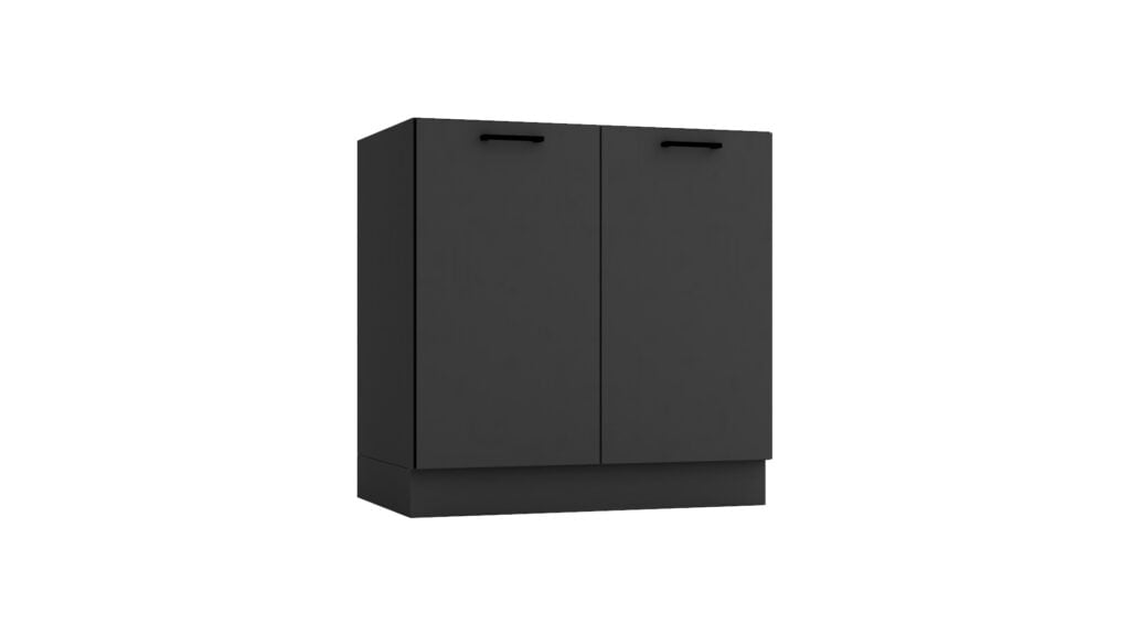 Kitchen Cabinets 7 Unit Kitchenette Black Worktop Dark Grey Cupboards Complete Fitted 240cm Set - Lina