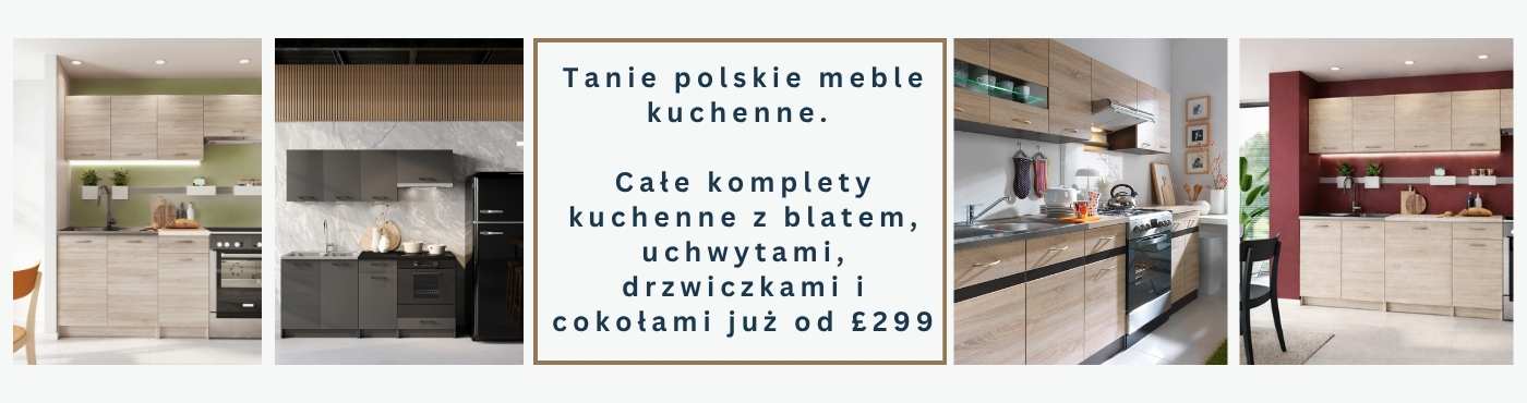 Tanie polskie meble kuchenne. Szafki kuchenne. Tanie polskie meble kuchenne. Całe komplety kuchenne z blatem, uchwytami, drzwiczkami i cokołami. Szafki kuchenne