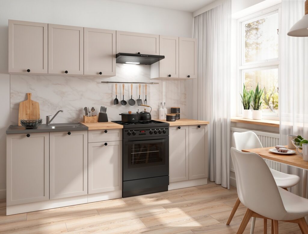 Kitchen Wall Cabinet 600mm Unit Beige Cashmere Modern 2 Door Shaker Cupboard - Junona