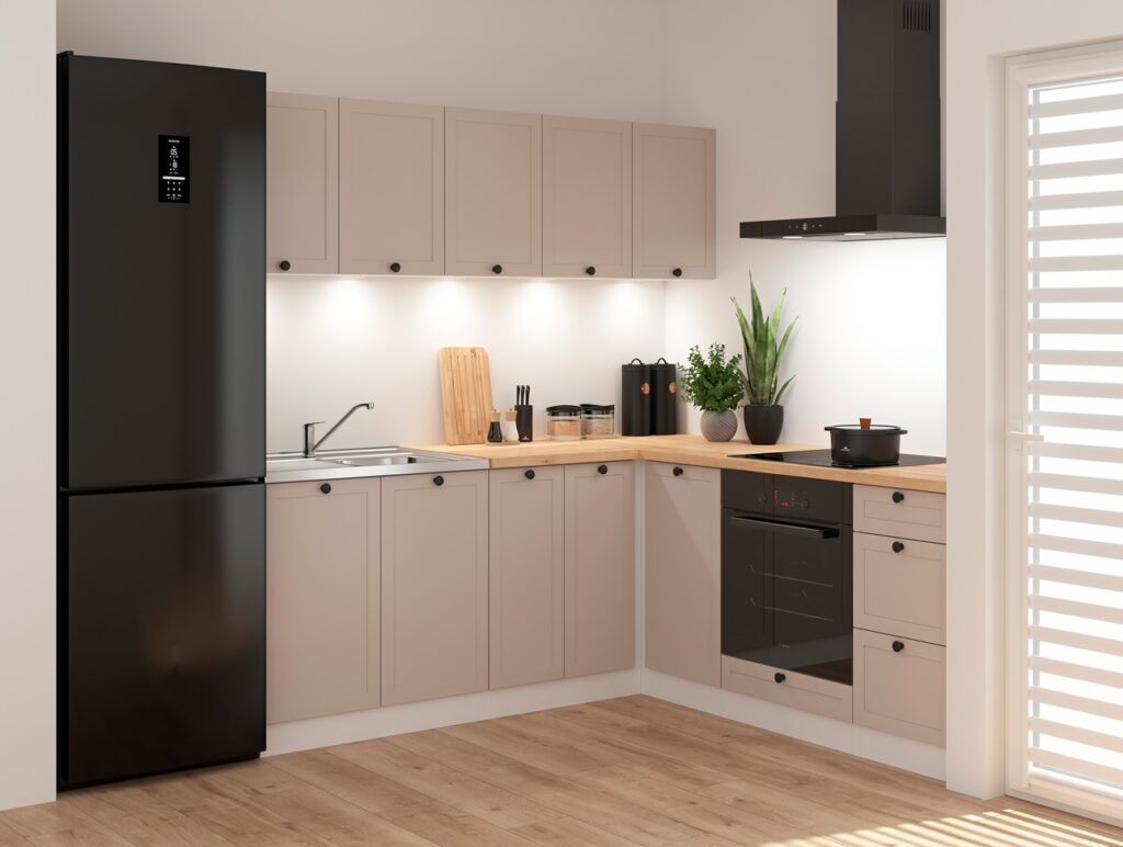 Kitchen Wall Cabinet 600mm Unit Beige Cashmere Modern 2 Door Shaker Cupboard - Junona