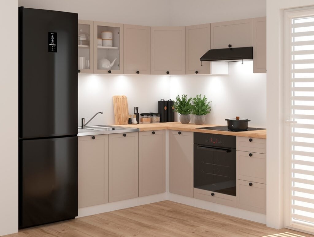 Kitchen Wall Cabinet 600mm Unit Beige Cashmere Modern 2 Door Shaker Cupboard - Junona